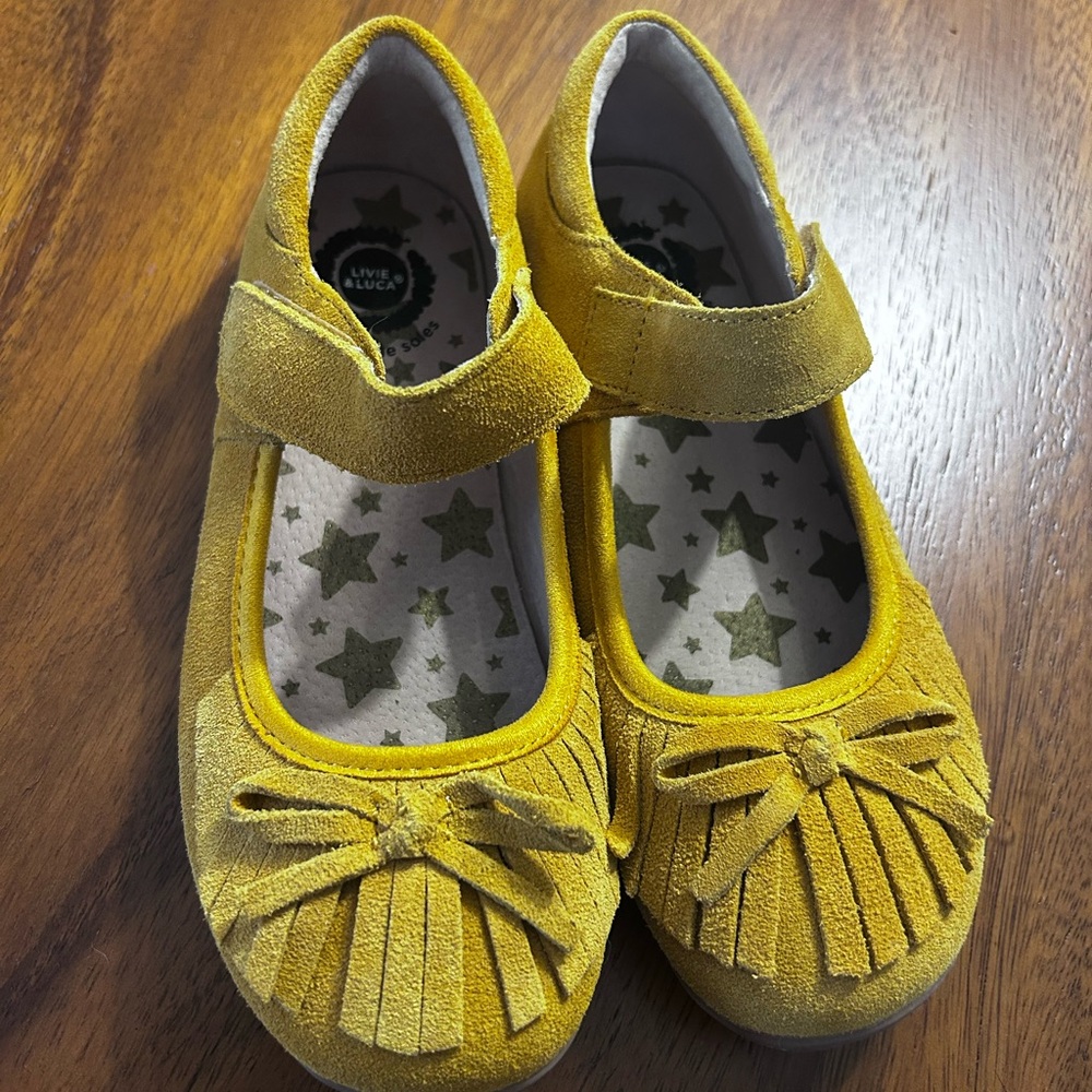 Livie And Luca Mary Jane Moccasins Size 1 One Youth Yellow With Bow